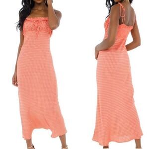 Cleobella Emily Slip Midi Dress Polka Dot Coral Size S